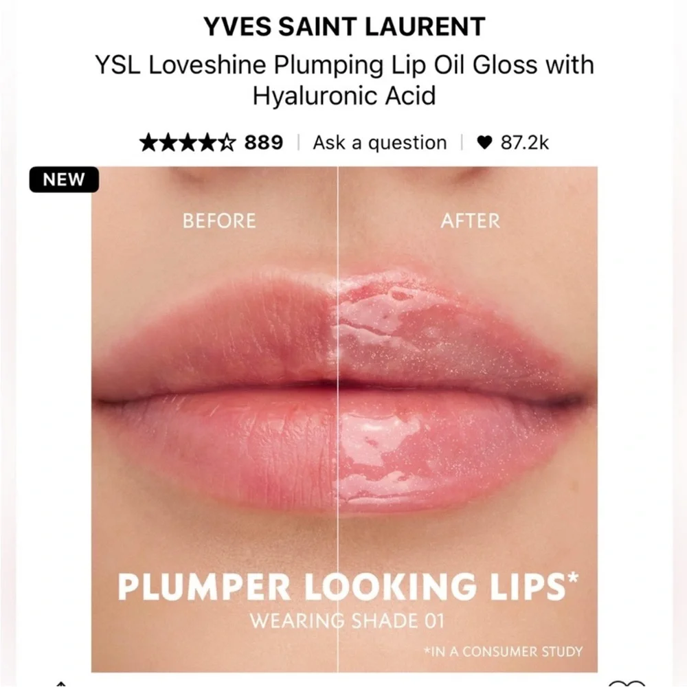 YSL Loveshine Plumping Lip Oil Gloss • #1 Thunder Stealer (Sheer Icy Lavender)